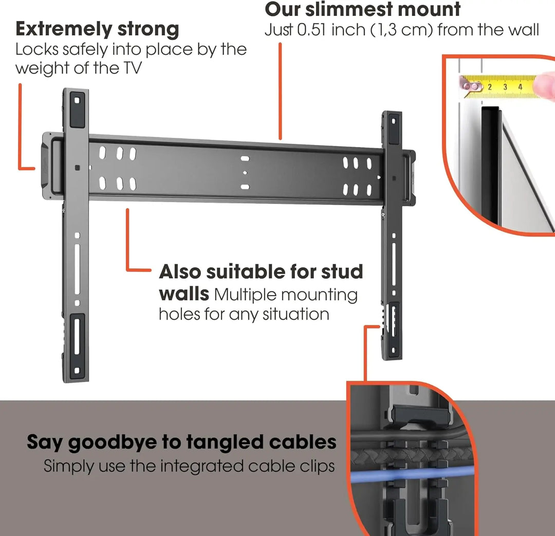 TVM 5705 – Ultra-slim TV wall mount with GuidanceSystem™ for safe and easy hanging of large TVs
