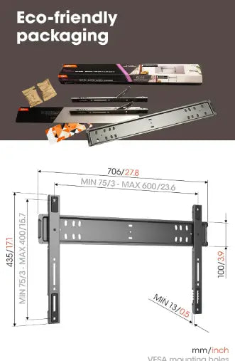 TVM 5705 – Ultra-slim TV wall mount with GuidanceSystem™ for safe and easy hanging of large TVs