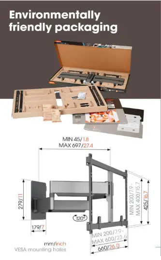 TVM 5855 Full-Motion Ultra Strong TV Wall Mount Bracket For Large And Heavy TVs From 55 65 75 77 85 Up To 100 Inch