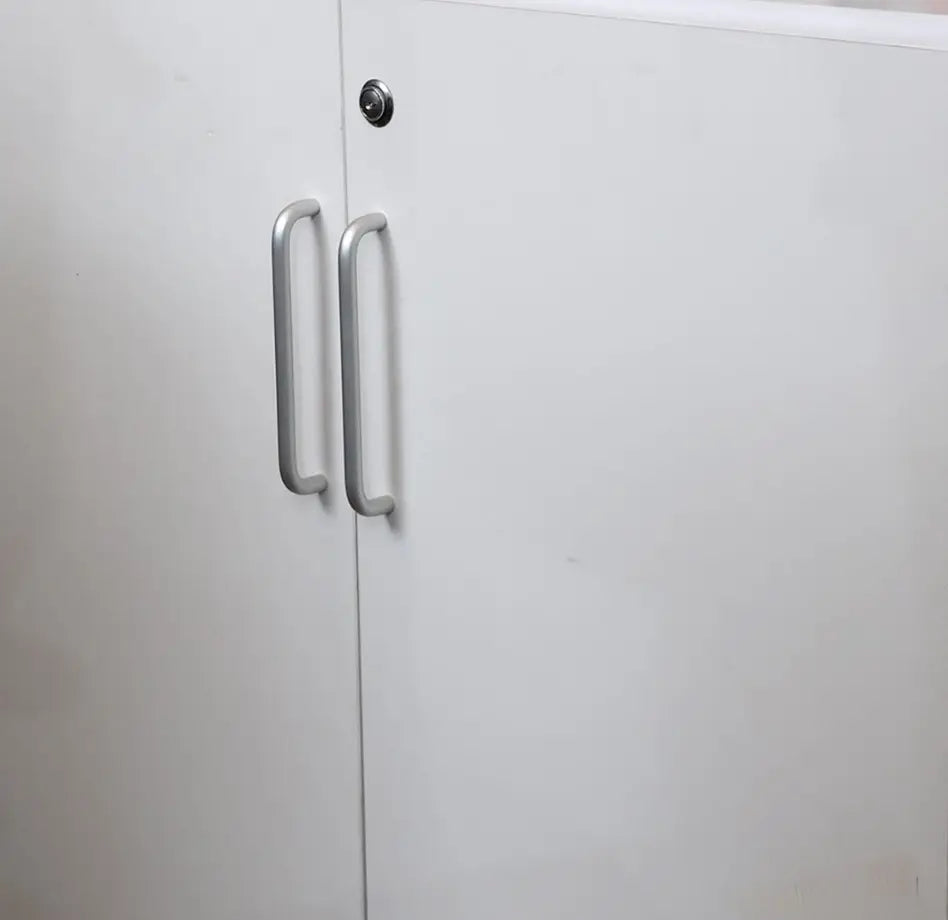 Two Door Office Cabinet With Two Shelves And One Open Shelf For organization - Off White-GCC Home Center