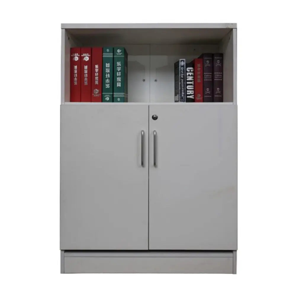Two Door Office Cabinet With Two Shelves And One Open Shelf For organization - Off White-GCC Home Center