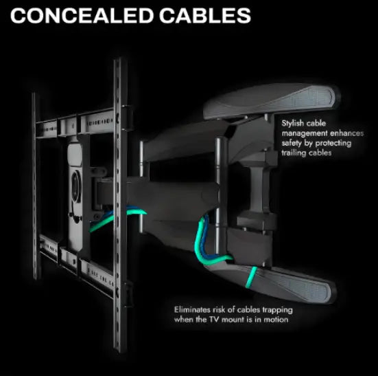 Ultra Strong TV Wall Bracket Mount Double Arm Tilt & Swivel for 40-85 Inch (100-115.5cm) LED LCD OLED Plasma & Curved Screens with Cable Managment - Up to VESA 600mm(w) x 400mm(h) - Max Load 50kg