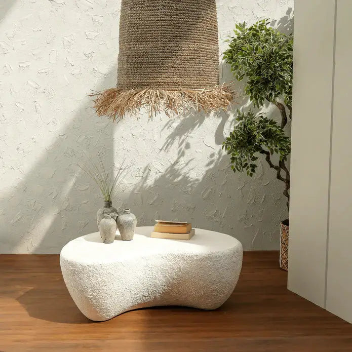 Unique Design Coffee Table, Soft Natural Cream Tone Table