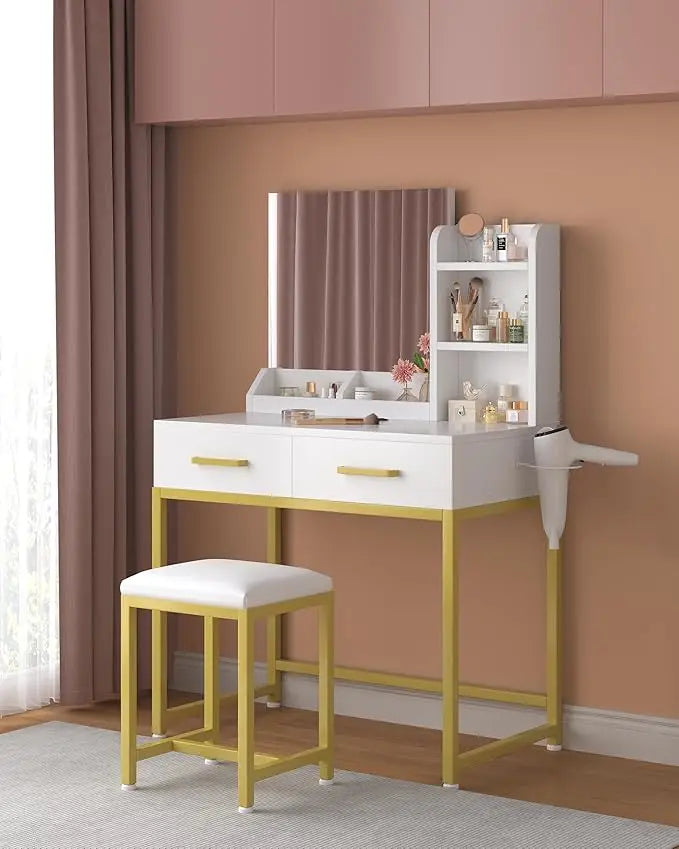 Vanity Desk Chair Set with Mirror-GCC Home Center