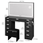 Load image into Gallery viewer, Vanity Desk Set with Large LED Lighted Mirror &amp; Power Outlet, 11 Drawers and Magnifying Glass-GCC Home Center