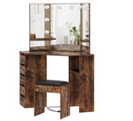 Load image into Gallery viewer, Vanity Desk with Mirror and Lights, Large Dressing Tables with Charging, 5 Drawers, Shelves and Vanity Stool-GCC Home Center