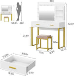 Load image into Gallery viewer, Vanity Desk with Mirror, With Chair and 10 LED Lights, with 2 Big Drawers and Side Shelves for Storage-GCC Home Center