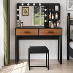 Load image into Gallery viewer, Vanity Desk with Mirror, With Chair and 10 LED Lights, with 2 Big Drawers and Side Shelves for Storage-GCC Home Center