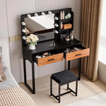 Load image into Gallery viewer, Vanity Desk with Mirror, With Chair and 10 LED Lights, with 2 Big Drawers and Side Shelves for Storage-GCC Home Center
