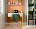 Load image into Gallery viewer, Vanity Desk Without Mirror, Makeup Vanity with 2 Fabric Drawers, White With Gold Legs-GCC Home Center