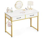 Load image into Gallery viewer, Vanity Desk Without Mirror, Makeup Vanity with 2 Fabric Drawers, White With Gold Legs-GCC Home Center