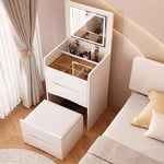 Load image into Gallery viewer, Vanity Mirror with Lights Makeup Desk 90° Folding Vanity Set with Drawers and Stool Storage Dressing Table-GCC Home Center