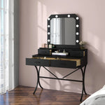 Load image into Gallery viewer, Vanity Table with Lighted Mirror, Modern Makeup Vanity Table with 10 Lights Makeup Desk 4 drawer Storage-GCC Home Center