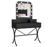 Vanity Table with Lighted Mirror, Modern Makeup Vanity Table with 10 Lights Makeup Desk 4 drawer Storage-GCC Home Center