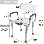 Load image into Gallery viewer, Vaunn Medical Shower Chair Bath Seat With Padded Arms, Removable Back and Adjustable Legs, Supports up to 350 lbs