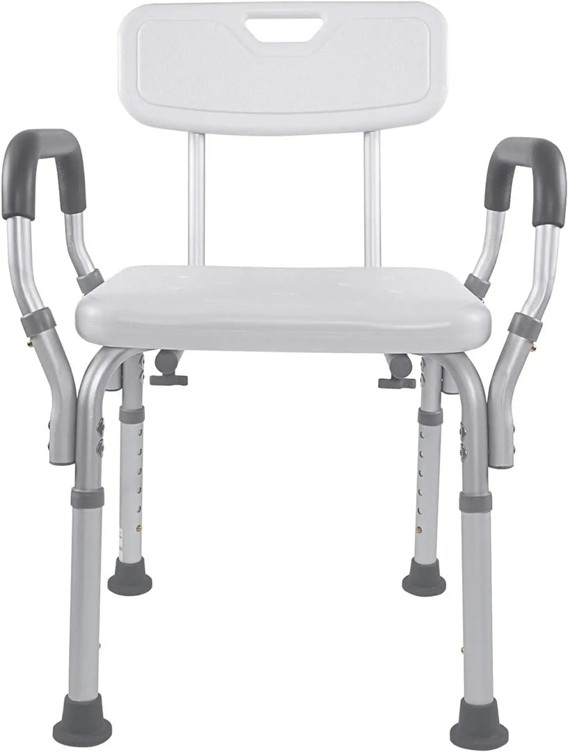 Vaunn Medical Shower Chair Bath Seat With Padded Arms, Removable Back and Adjustable Legs, Supports up to 350 lbs