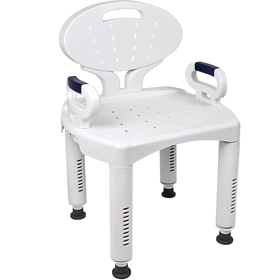 Vaunn Medical Shower Chair Bath Seat With Padded Arms, Removable Back and Adjustable Legs, Supports up to 350 lbs