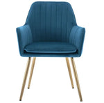 Load image into Gallery viewer, Velvet Dining Chair Set of 2 - Mid-Back Accent Chair, Modern Leisure Armchair with Gold Plating Legs (Blue)-GCC Home Center