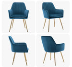Load image into Gallery viewer, Velvet Dining Chair Set of 2 - Mid-Back Accent Chair, Modern Leisure Armchair with Gold Plating Legs (Blue)-GCC Home Center