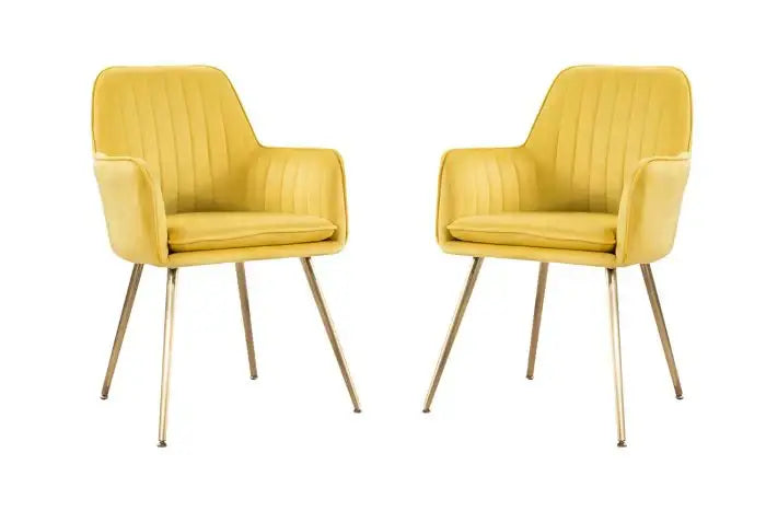 Velvet Dining Chair with Golden Metal Legs-GCC Home Center