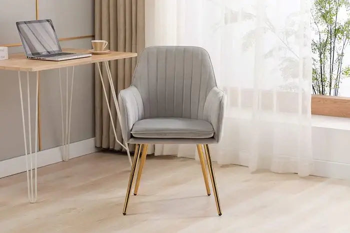 Velvet Dining Chair with Golden Metal Legs-GCC Home Center