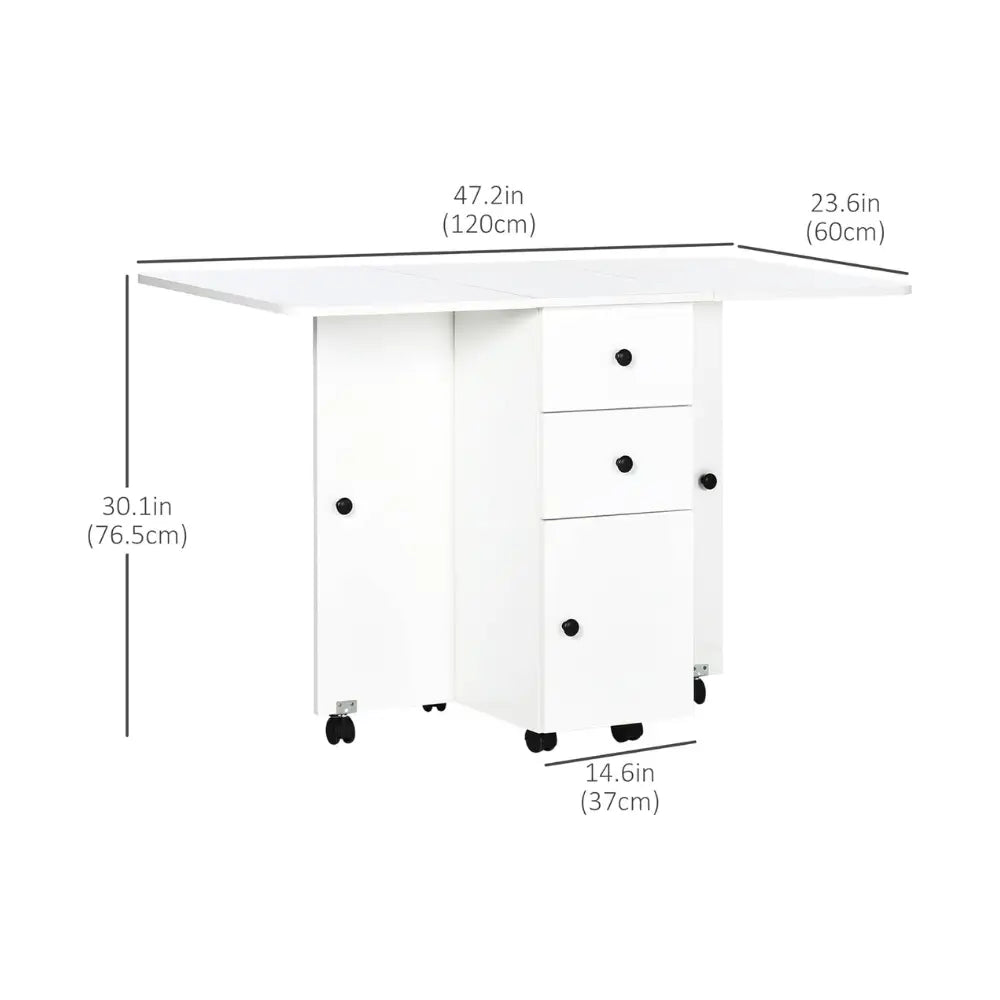 Versatile Expandable Drop Leaf Dining Table with Storage, Wheels, and Engineered Wood Frame – Seats Up to 6-GCC Home Center