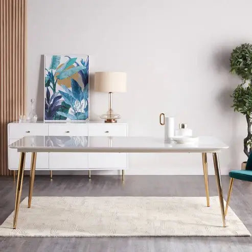 Victoria Marble finish dining Table with Golden Legs-GCC Home Center