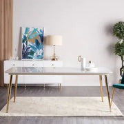 Victoria Marble finish dining Table with Golden Legs-GCC Home Center
