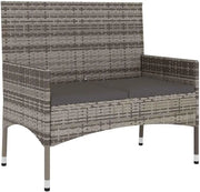 vidaXL 2-Seater Garden Bench with Cushions Patio Furniture Outdoor Seating Patio 2-seater Bench with Backrest Armrest Grey Poly Rattan