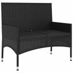 Load image into Gallery viewer, vidaXL 2-Seater Garden Bench with Cushions Patio Furniture Outdoor Seating Patio 2-seater Bench with Backrest Armrest Grey Poly Rattan
