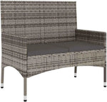 Load image into Gallery viewer, vidaXL 2-Seater Garden Bench with Cushions Patio Furniture Outdoor Seating Patio 2-seater Bench with Backrest Armrest Grey Poly Rattan