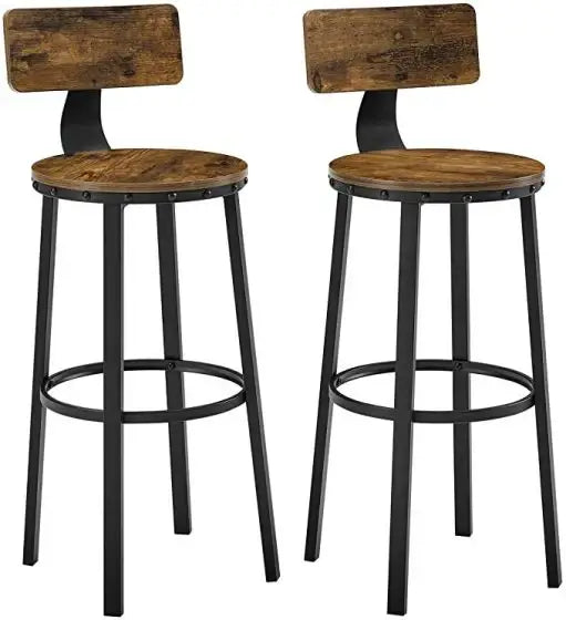 Vintage Style Rustic Brown Bar Chairs - Set of 2-GCC Home Center