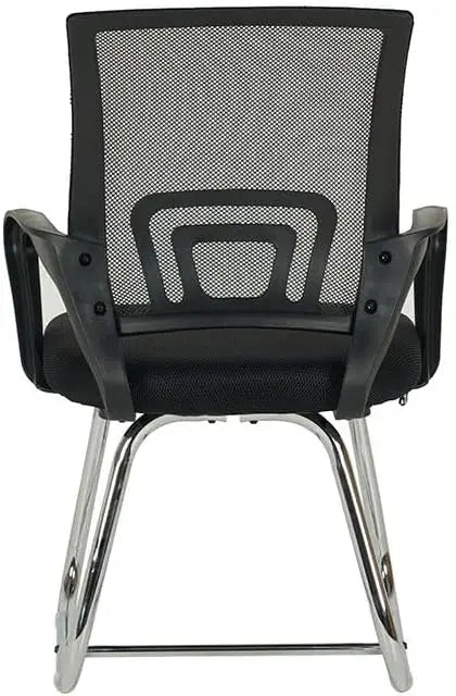 Visitor chair ergonomic office chair in black mesh with chrome metal legs and armrests for modern home or office use