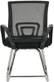 Visitor chair ergonomic office chair in black mesh with chrome metal legs and armrests for modern home or office use