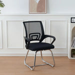 Load image into Gallery viewer, Black mesh visitor chair with padded seat and chrome cantilever base for ergonomic office and home use