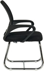 Load image into Gallery viewer, Black mesh visitor chair with chrome frame and curved armrests ergonomic office desk computer chair