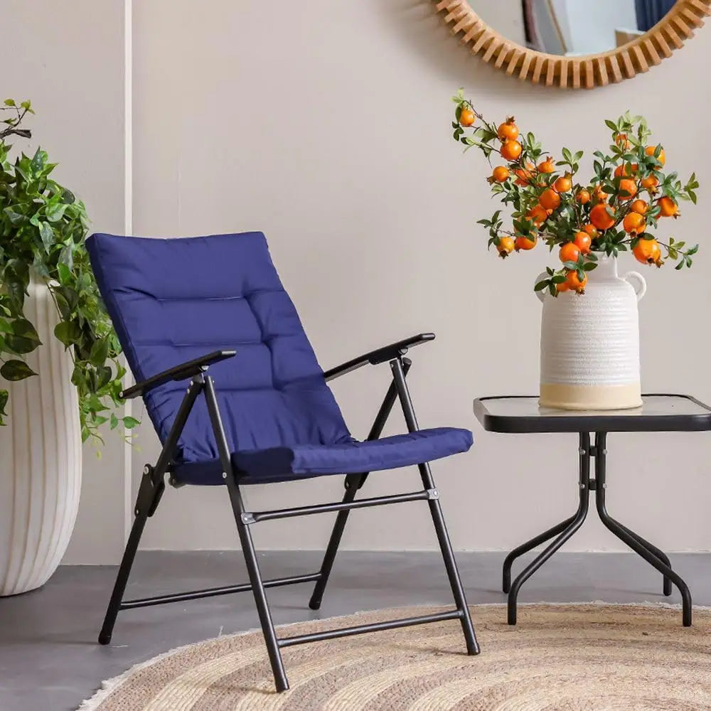 Vista Blue 3-Piece Balcony Bistro Set – 1 + 2 Seater Outdoor Chairs with Coffee Table, All-Weather Garden Furniture**