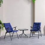 Load image into Gallery viewer, Vista Blue 3-Piece Balcony Bistro Set – 1 + 2 Seater Outdoor Chairs with Coffee Table, All-Weather Garden Furniture**
