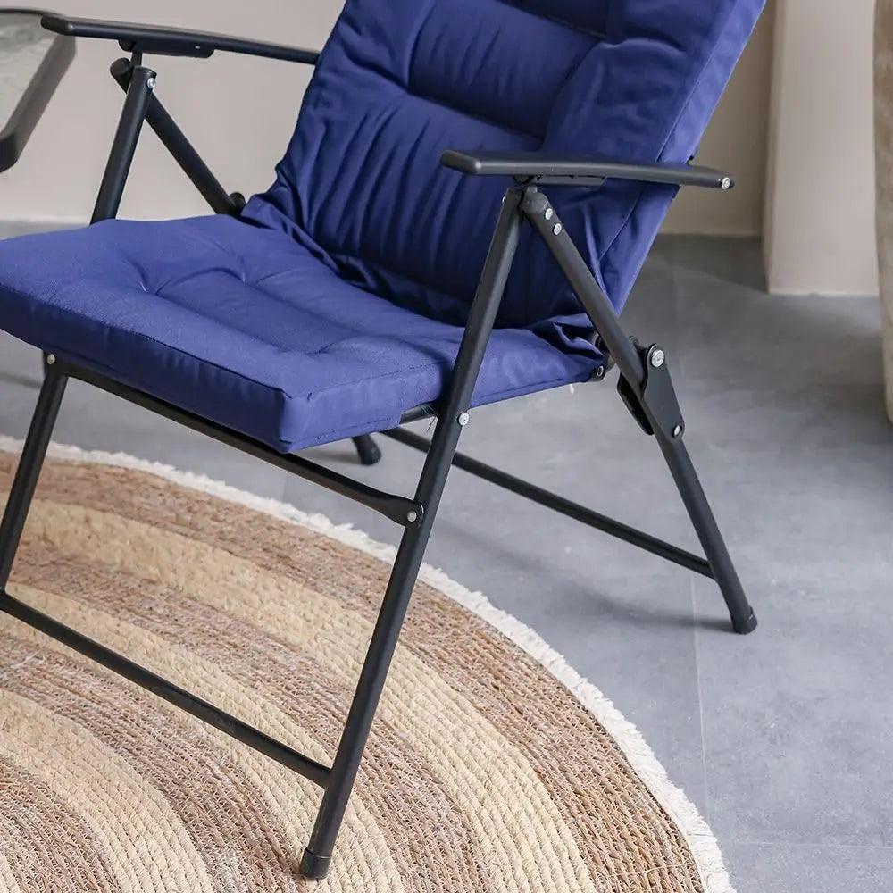 Vista Blue 3-Piece Balcony Bistro Set – 1 + 2 Seater Outdoor Chairs with Coffee Table, All-Weather Garden Furniture**