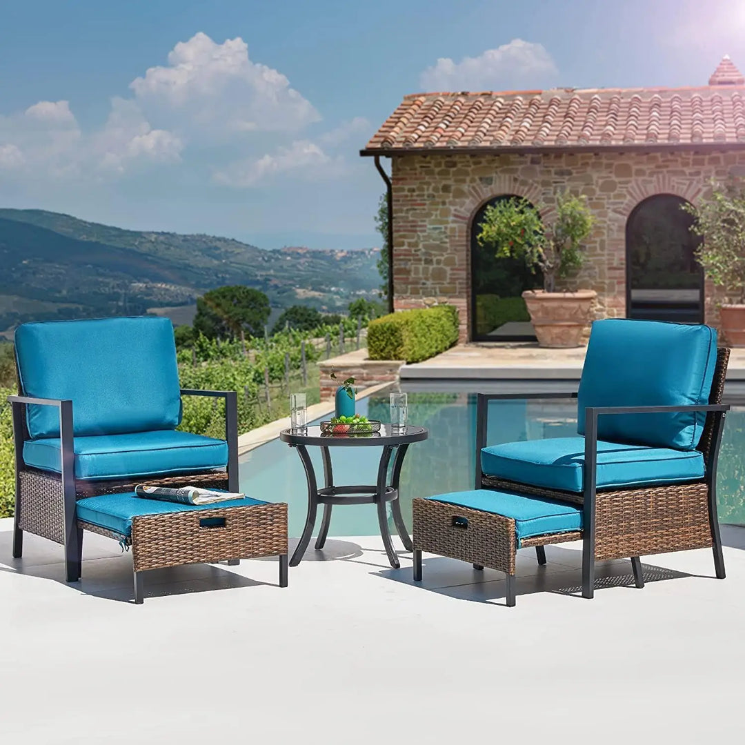 VITAL 5 Pieces Patio Furniture Set Outdoor Patio Conversation Bistro Set Modern Chairs with Coffee Table for Home and Balcony Patio Outdoor Furniture Conversation Sets Porch Chairs (VI-CTS-02)