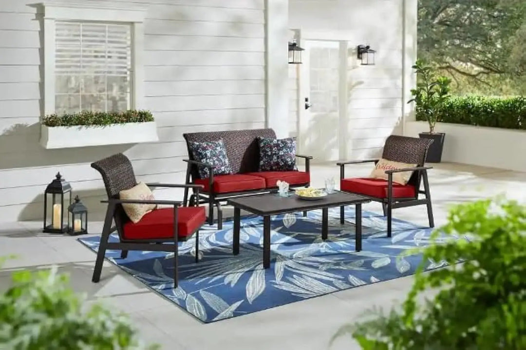 VITAL 5 Pieces Patio Furniture Set Outdoor Patio Conversation Bistro Set Modern Chairs with Coffee Table for Home and Balcony Patio Outdoor Furniture Conversation Sets Porch Chairs (VI-CTS-02)