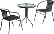 VITAL Garden Dining Set 3 Piece (2 Chair and 1 Table) Outdoor Furniture Patio Dining Table and Chair Balcony Dinner Table Dinner Chair Poly Rattan Anthracite & BLACK (‎VI-DNS-15)