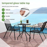 Load image into Gallery viewer, Vital Outdoor Patio Bistro Set – Black Wicker Chairs &amp; Round Table for Elegant and Comfortable Small Space Dining, Relaxation, and Outdoor Enjoyment (VI-DNS-13)