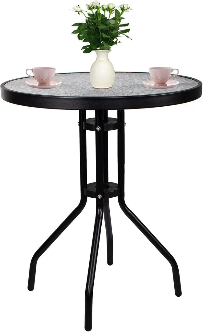Vital Outdoor Patio Bistro Set – Black Wicker Chairs & Round Table for Elegant and Comfortable Small Space Dining, Relaxation, and Outdoor Enjoyment (VI-DNS-13)