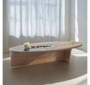 Walnut Coffee Table - Engineered Wood With Tempered Glass