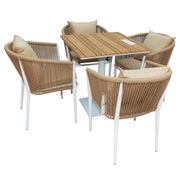 Weatherproof Aluminum Frame WPC 4-Seater Outdoor Dining Set with Cushions for Garden-GCC Home Center