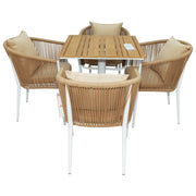 Weatherproof Aluminum Frame WPC 4-Seater Outdoor Dining Set with Cushions for Garden-GCC Home Center