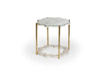 Load image into Gallery viewer, White Coffee Table Gold With Tempered Glass Top
