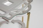 Load image into Gallery viewer, White Coffee Table Gold With Tempered Glass Top