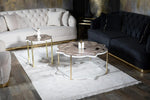 Load image into Gallery viewer, White Coffee Table Gold With Tempered Glass Top